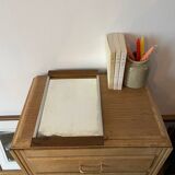 Old mirror and wood tray