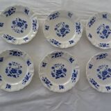 6 assiettes Sarreguemines Aubusson 429112 fleurs bleues faience
