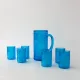 Vintage 1970s IVIMA Blue Glass Jug and Six-Glass Set