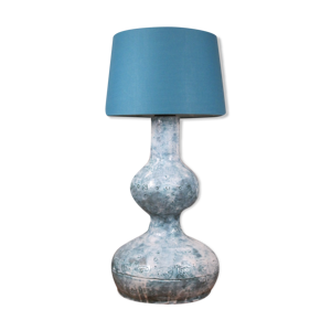 lampe de sol céramique emaux bleu turquoise façon volcanique vintage 1960
