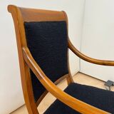 Biedermeier Armchair in Walnut & Black Boucle, South Germany, 1835