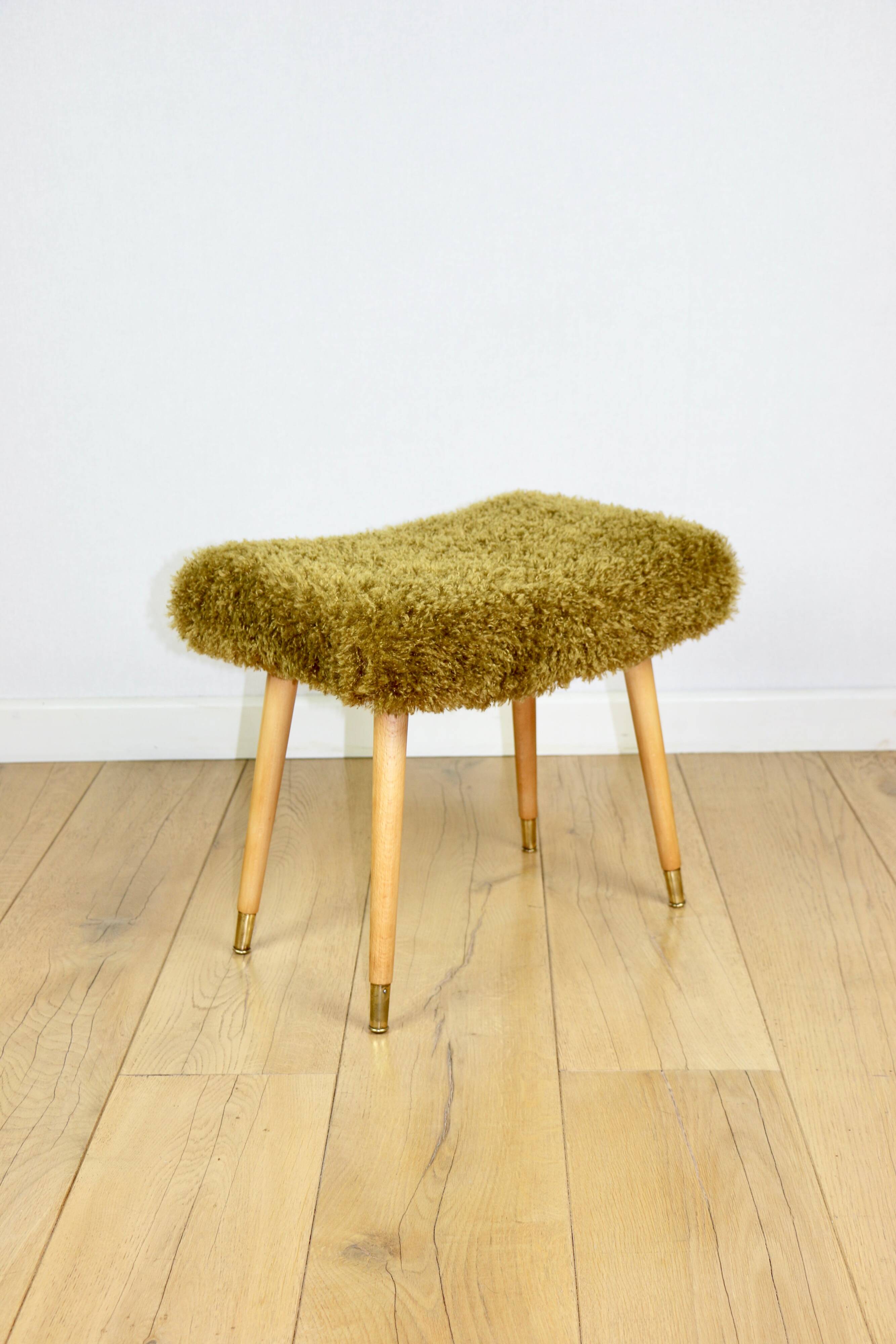 Edmund Homa stool high seat khaki / olive - golded beech legs