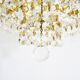 Old chandelier, gold metal crown ceiling, 4 floors, 3 fires, glass stamps. Year 80