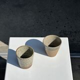 Set of 2 cups in Indonesian ceramic (brown & speckled glazed matte)