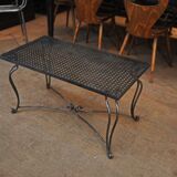 Metal coffee table perforated wrought iron foot 1940