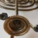 Ancient Menorah of Jerusalem/Jewish Candlestick with 7 tripod branches. Star David. In gilded bronze
