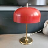 Vintage table lamp with bell shade and brass base