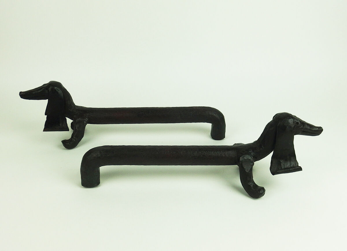 Pair of wrought iron "dog" chenets