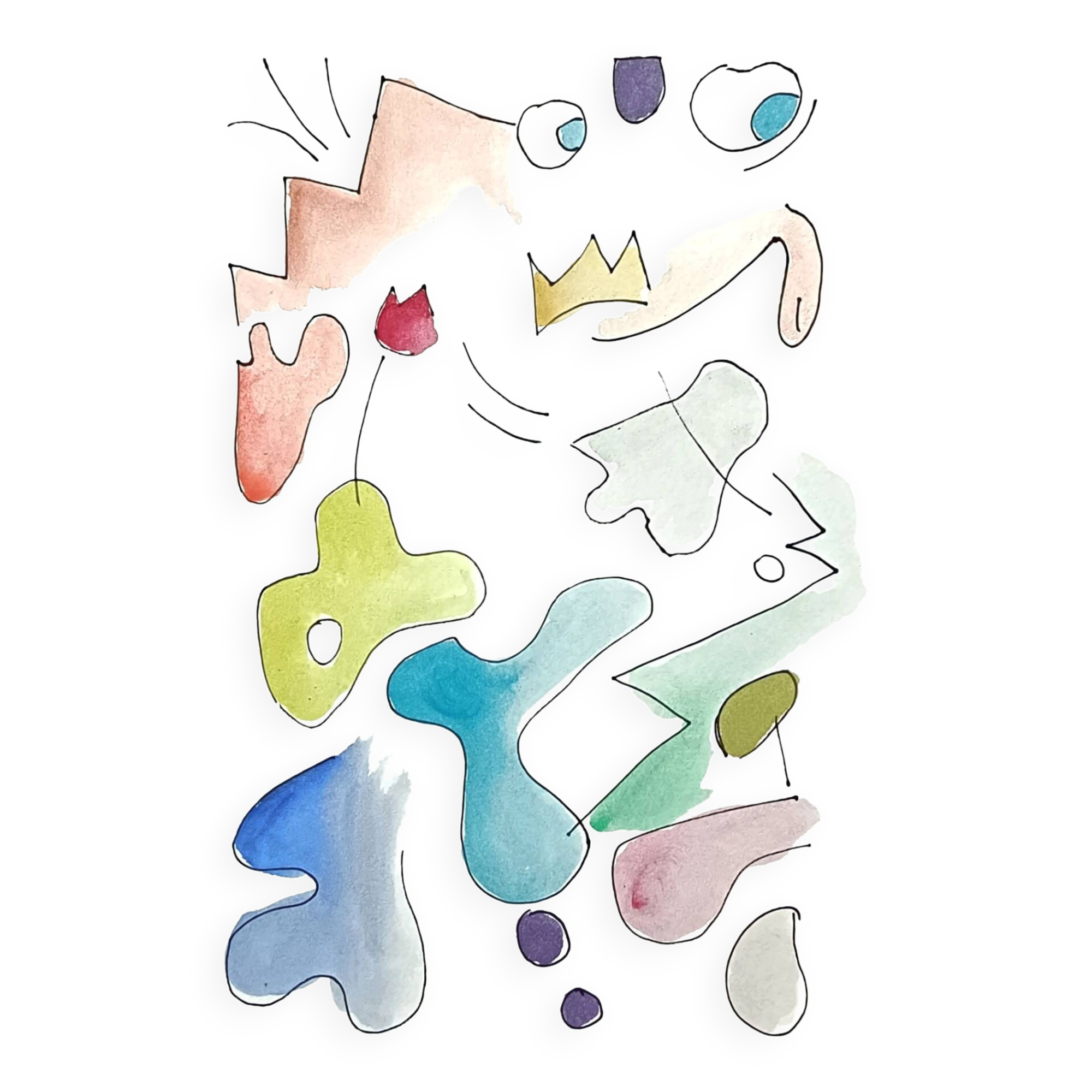 Peinture abstraite originale – composition colorée – 24 x 34 cm