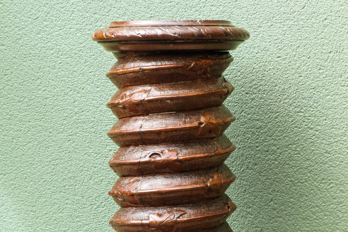 Column, carved walnut press screw, 19th century