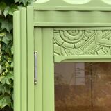 1930s khaki Parisian art deco glass cabinet