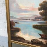 Old mirror with painting on canvas - 198x100cm