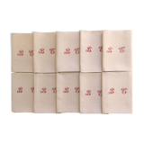 Lot de 10 serviettes en lin anciennes