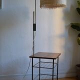 Vintage modernist reading floor lamp with table Poland 1960