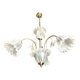 Murano chandelier with 3 iridescent flowers, 1980.