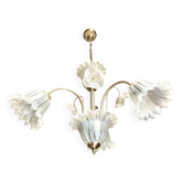 Lustre Murano 3 fleurs irisées 1980