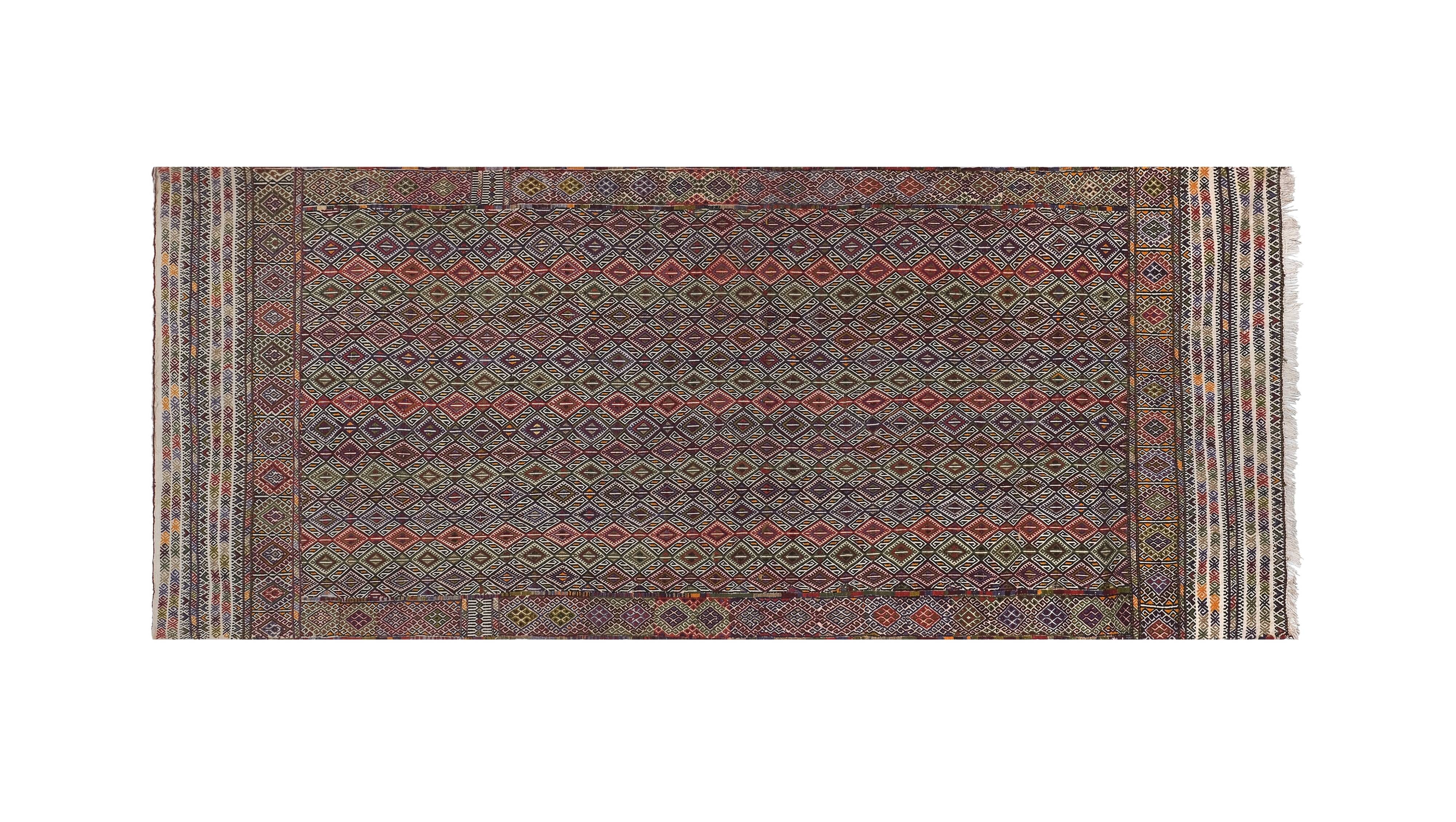 Vintage Turkish Oushak Rug Handwoven 141x356 cm