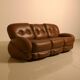 Italian brown leather "Okay" sofa by Adriano Piazzesi 70's