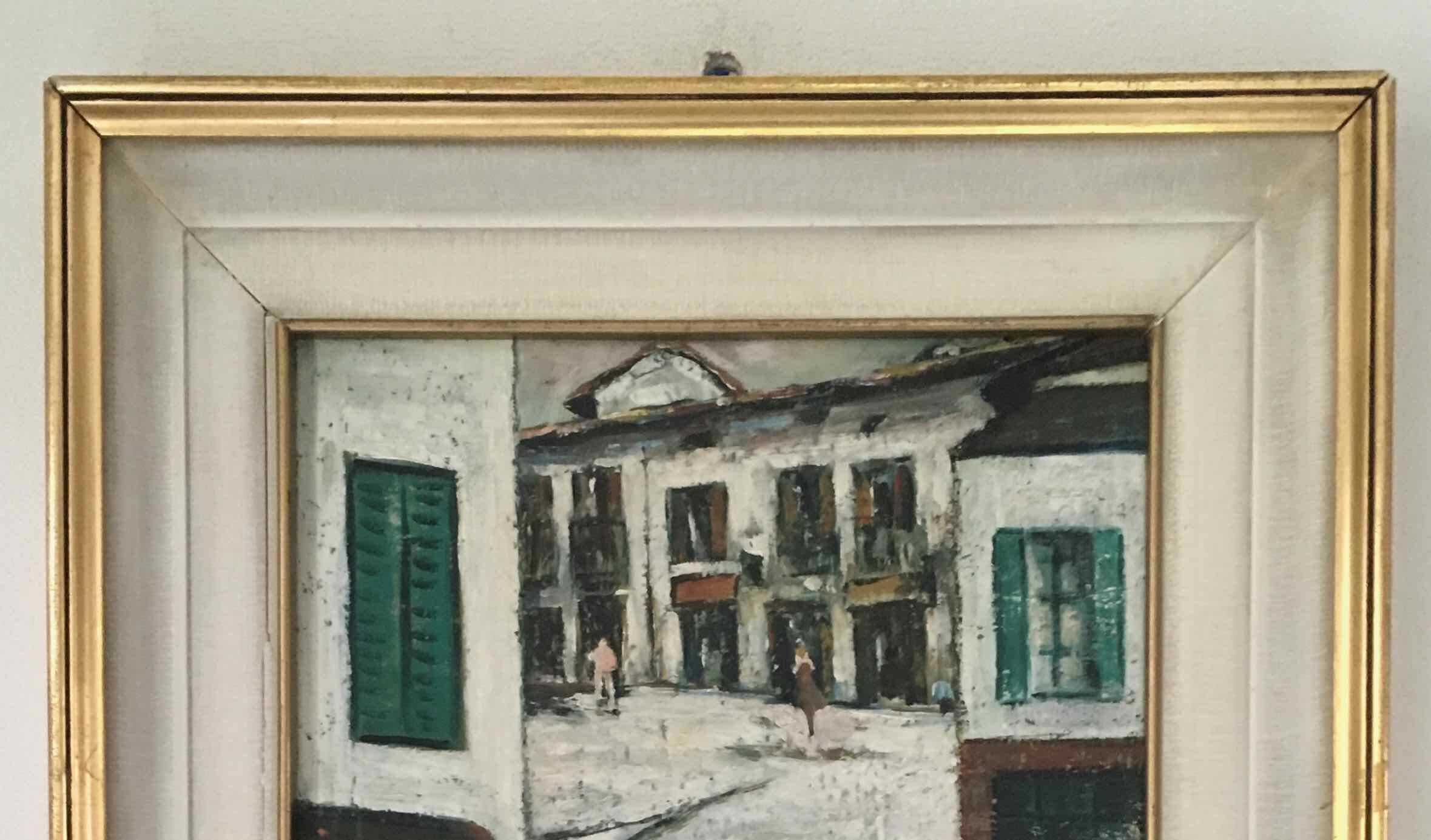 Tableau ancien village italien années 40