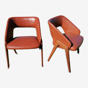 Pair of shell armchairs n°634 by Michel Ducaroy for Roset SNA