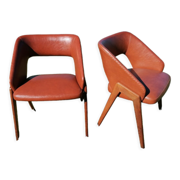 Pair of shell armchairs n°634 by Michel Ducaroy for Roset SNA
