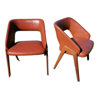 Pair of shell armchairs n°634 by Michel Ducaroy for Roset SNA