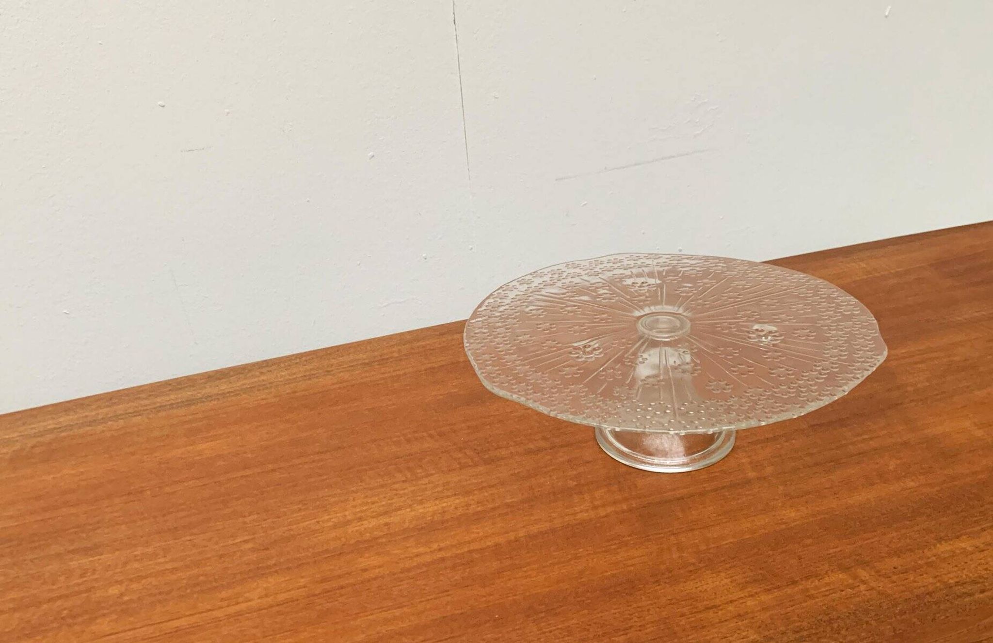 Plateau à gâteau en verre scandinave vintage
