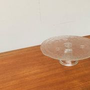 Plateau à gâteau en verre scandinave vintage
