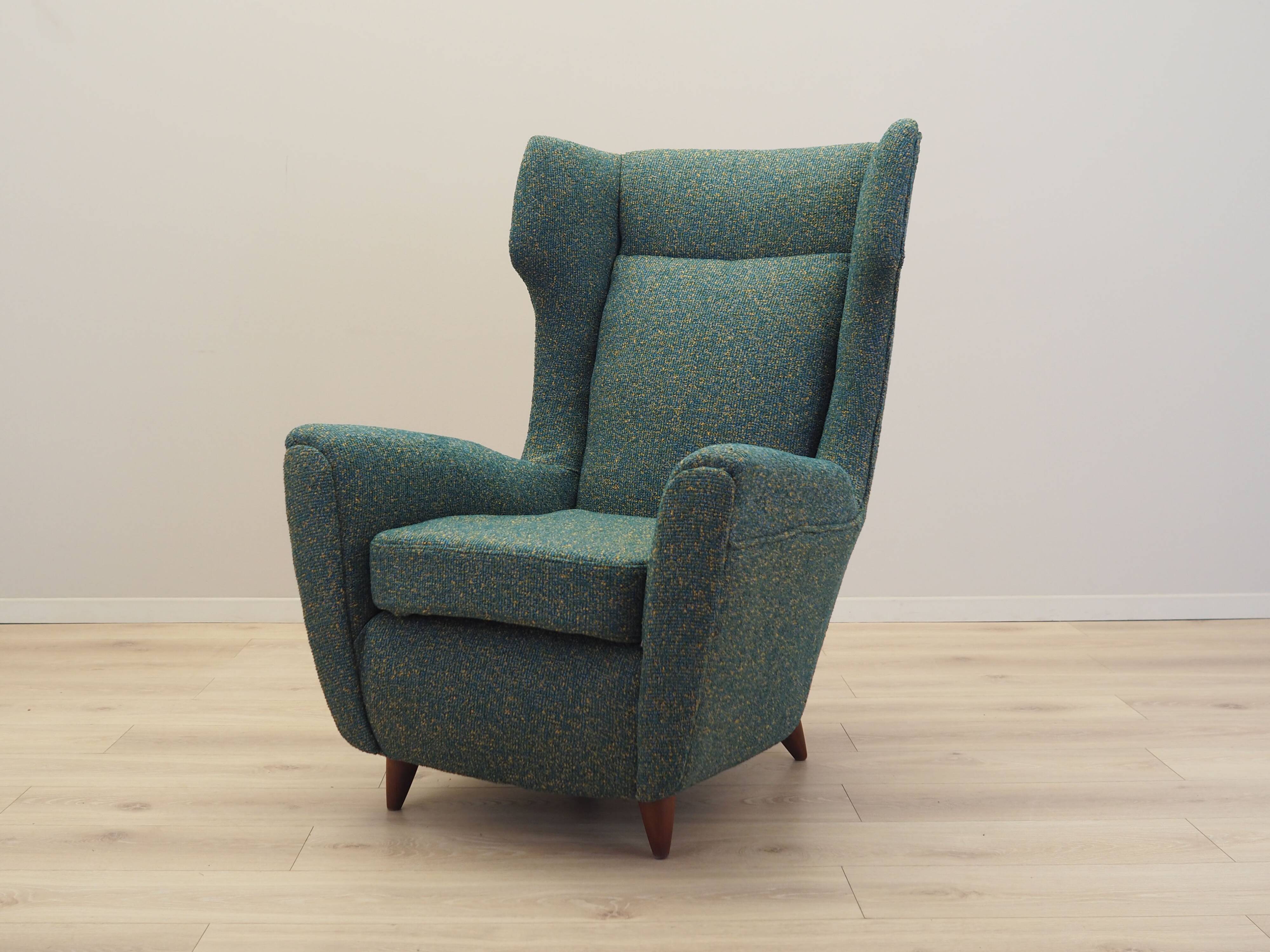 Fauteuil vert, design italien, années 1970, production : Italie