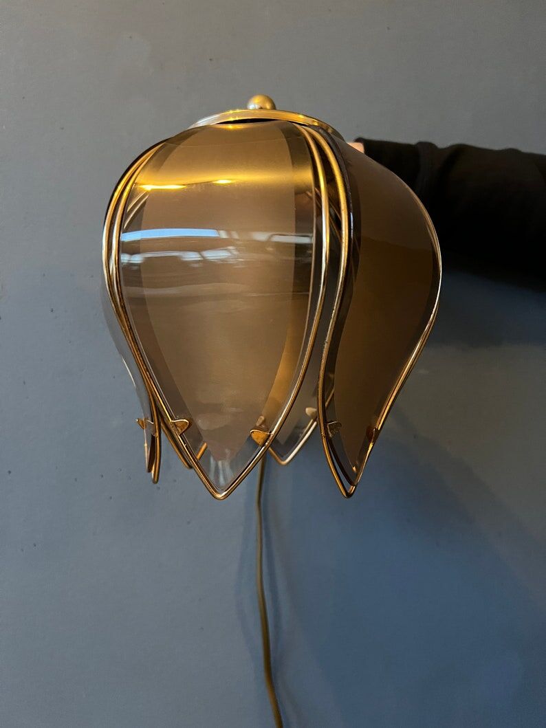 Vintage wall lamp Hollywood Regency Golden Flower