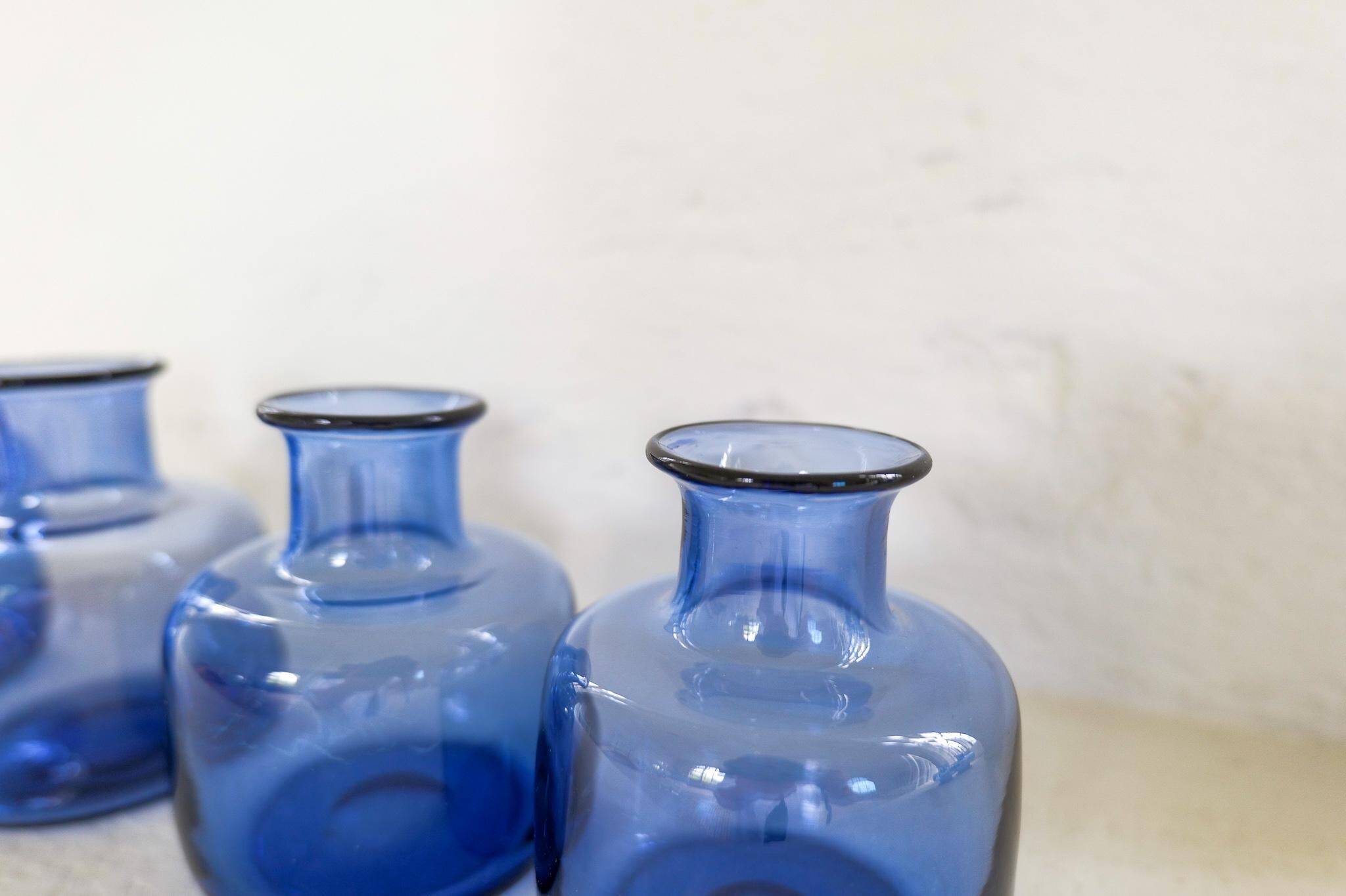 7 vases midcentury modern par Per Lutken pour Holmegaard, Danemark