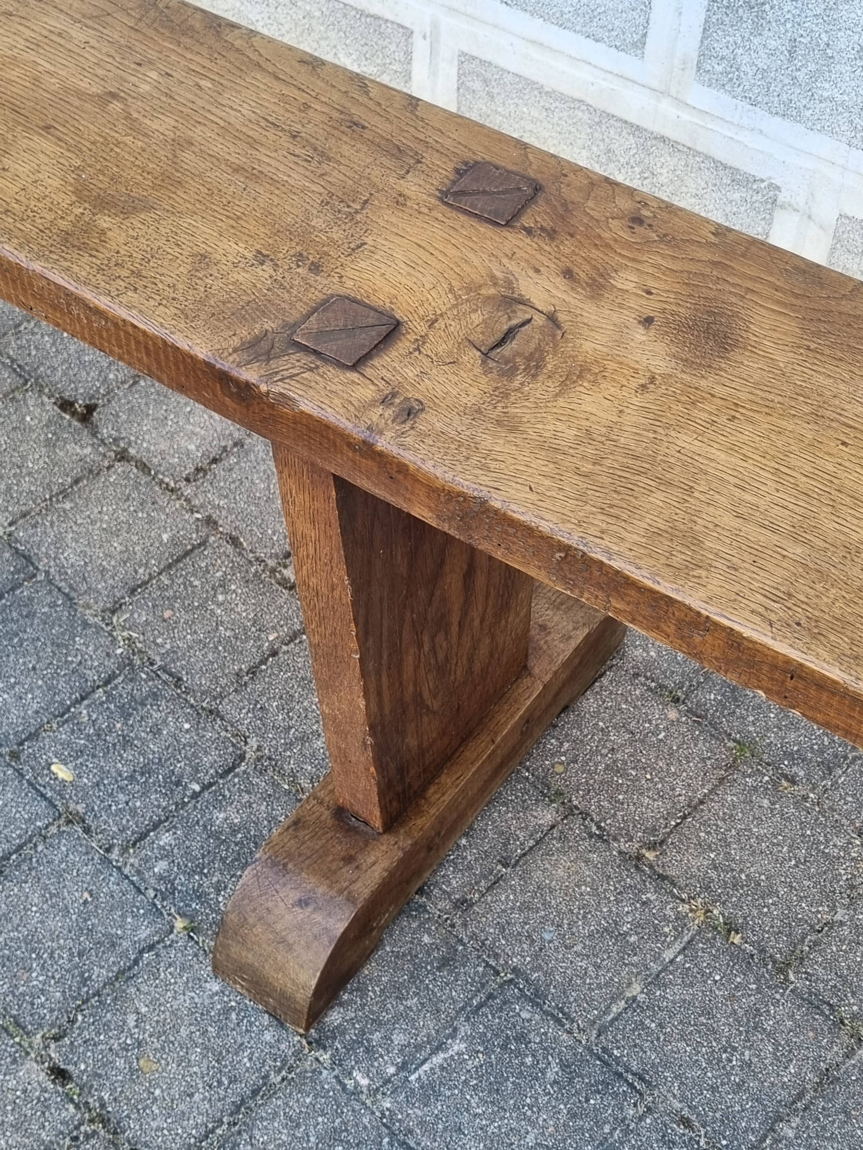 Brutalist farmhouse bench in solid oak 220 cm