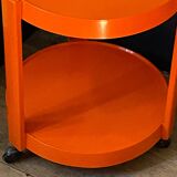 Vintage / designer / orange plastic rolling trolley,