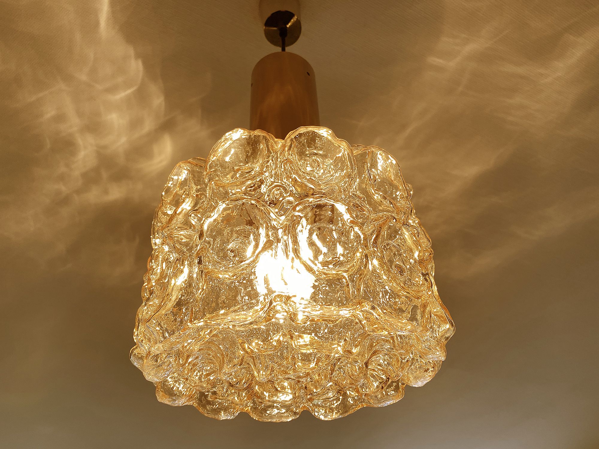 Vintage Pendant Lamp Limburg, Brass & Glass, 70s