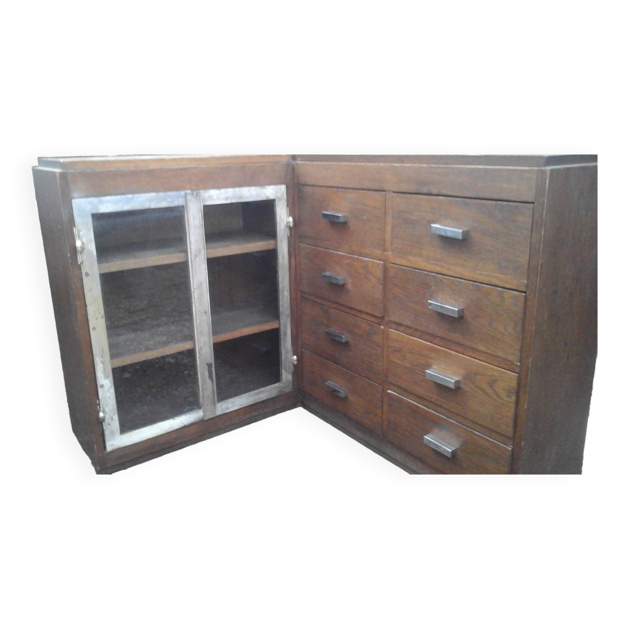 Oak art deco corner unit