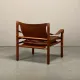 Arne Norell Sirocco Safari Lounge Chair in stained Ash and Brown Leather