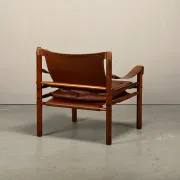 Arne Norell Sirocco Safari Lounge Chair in stained Ash and Brown Leather