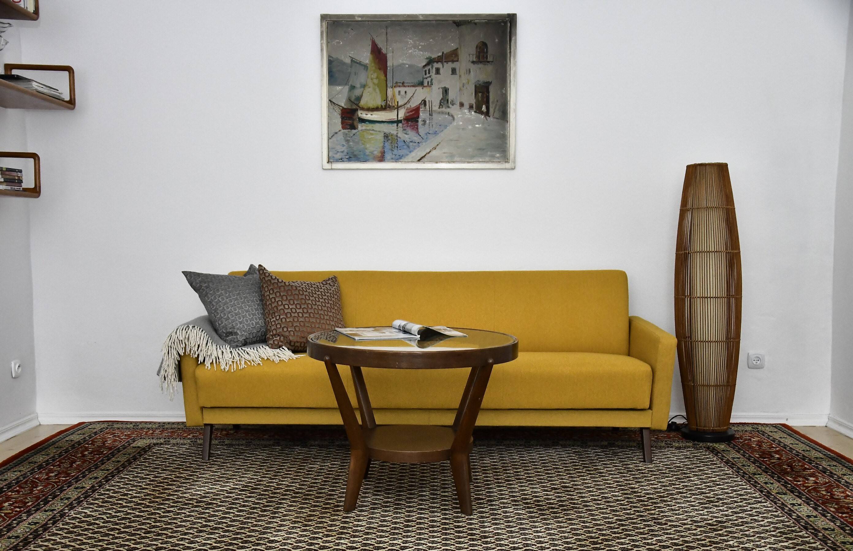Yellow Folding sofa, daybed, 1960s