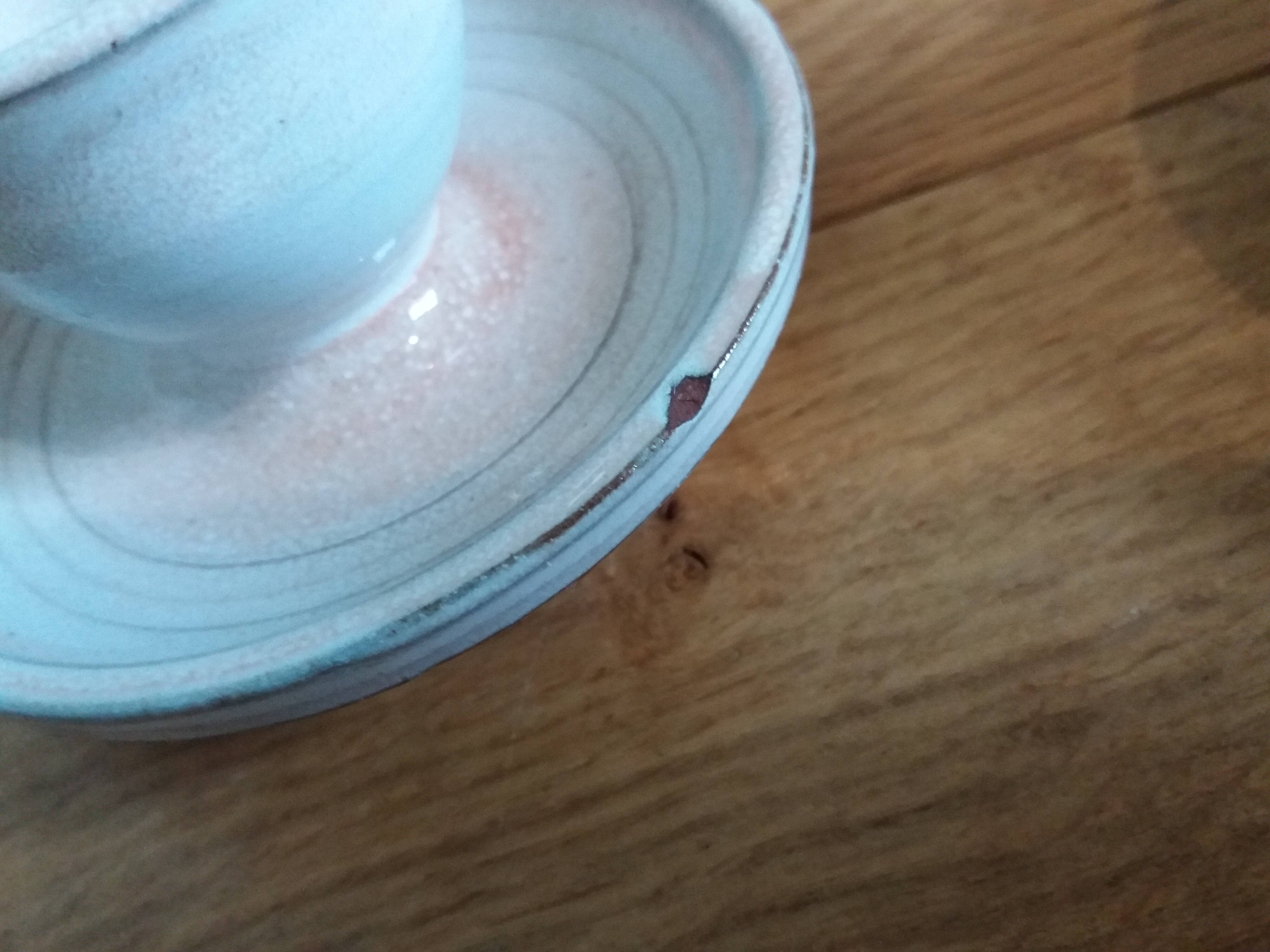 Egg cups signed Atch Chantal and Thierry Robert sandstone from Poncé sur Loir