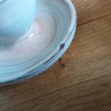 Egg cups signed Atch Chantal and Thierry Robert sandstone from Poncé sur Loir