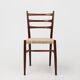 Set of Belgian Teak Dining Chairs with Braided Rope Seat, 1960s