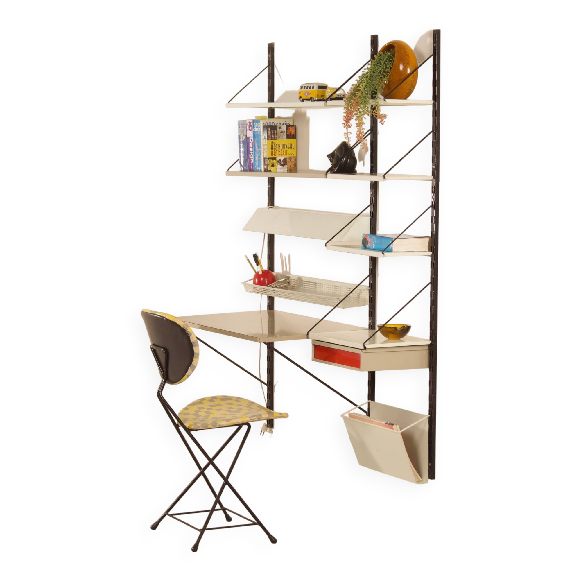 Pilastro Wall System by Tjerk Reijenga with Desk and Magazine Holder, 1960s