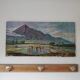 Large old painting landscape painting of rice fields and mounting