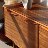 Vintage zebrano and walnut furniture from Morris of Glasgow.