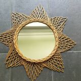 Miroir soleil en rotin