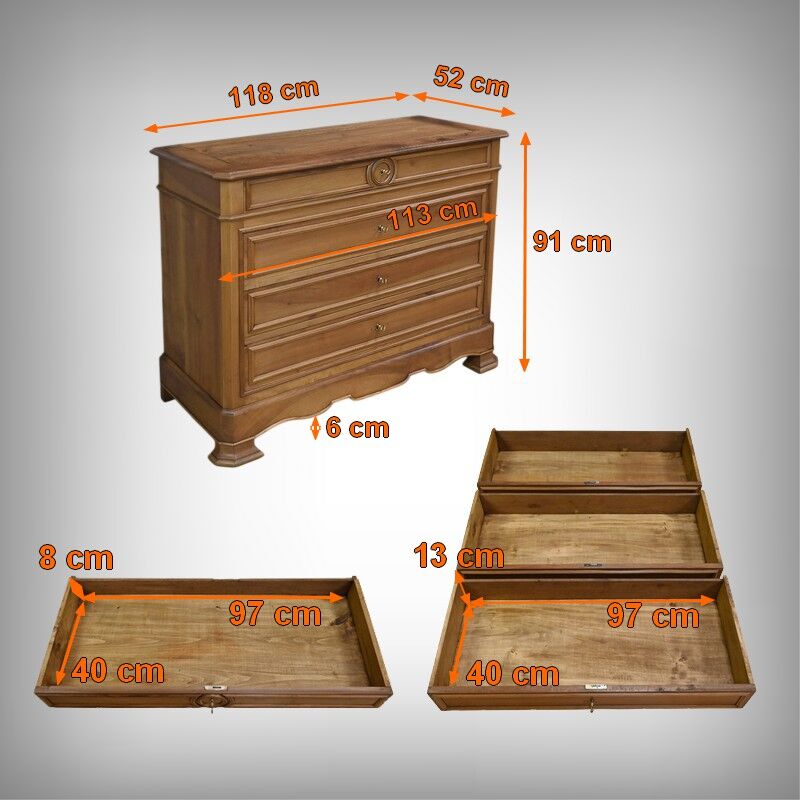 Walnut chest of drawers, Louis-Philippe style – 1900