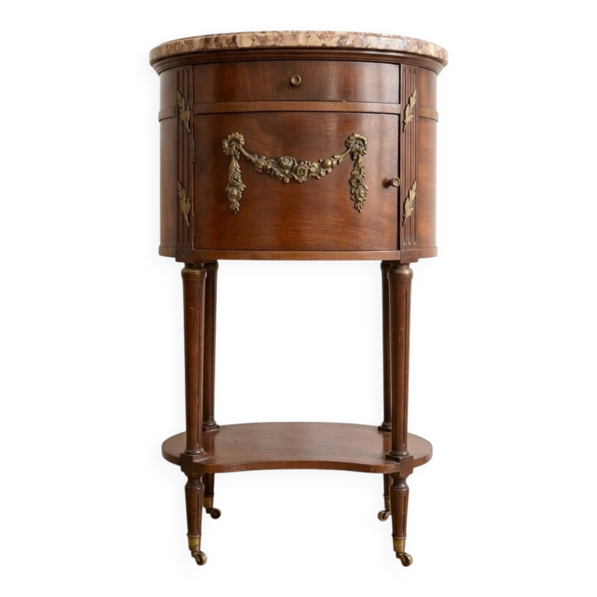 Louis XV bedside table in wood and marble