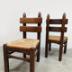 Mid-century brutalist rush dining chairs vintage Charles Dudouyt 1940