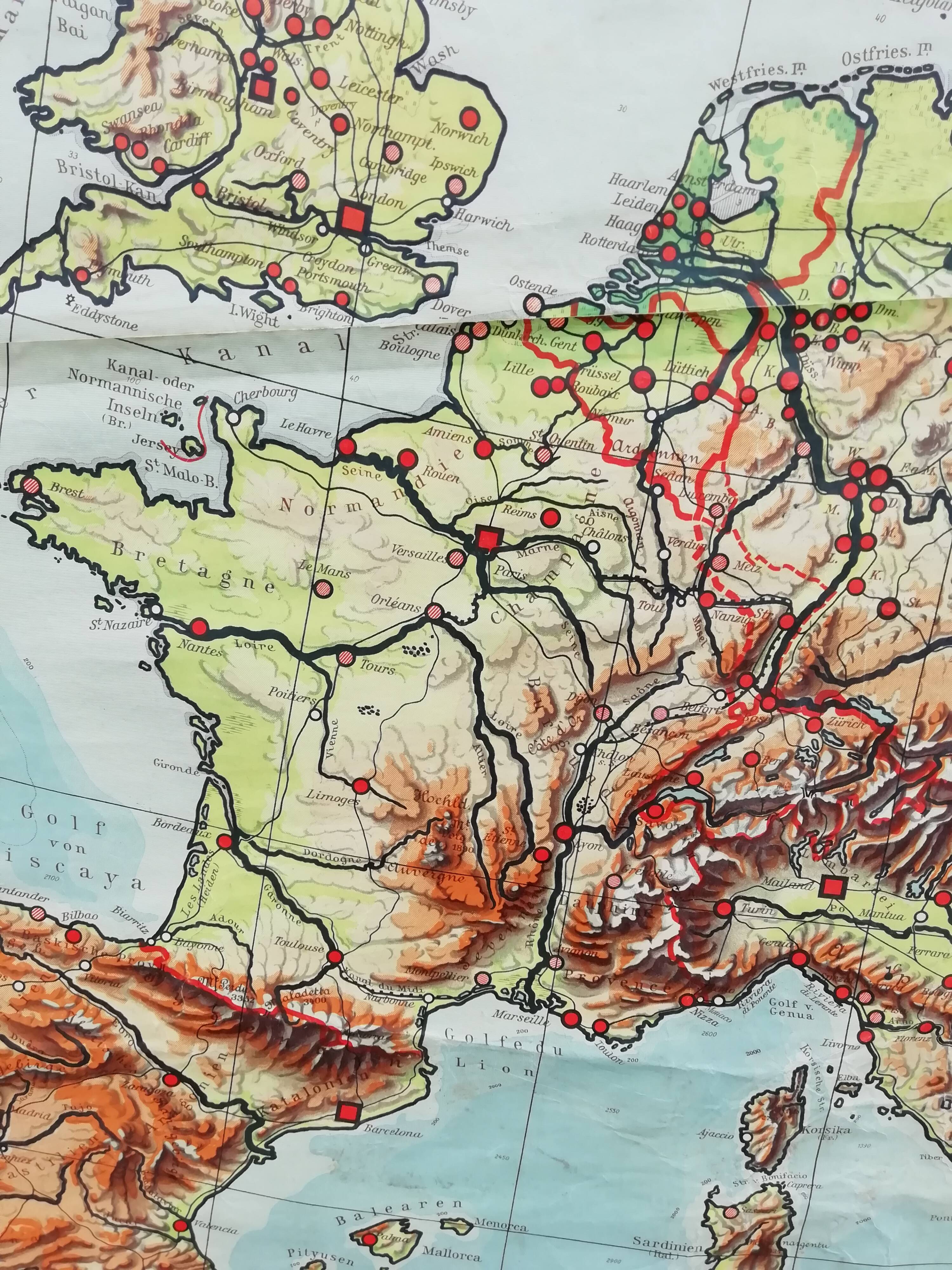 German School Map 1940-41 220x220cm