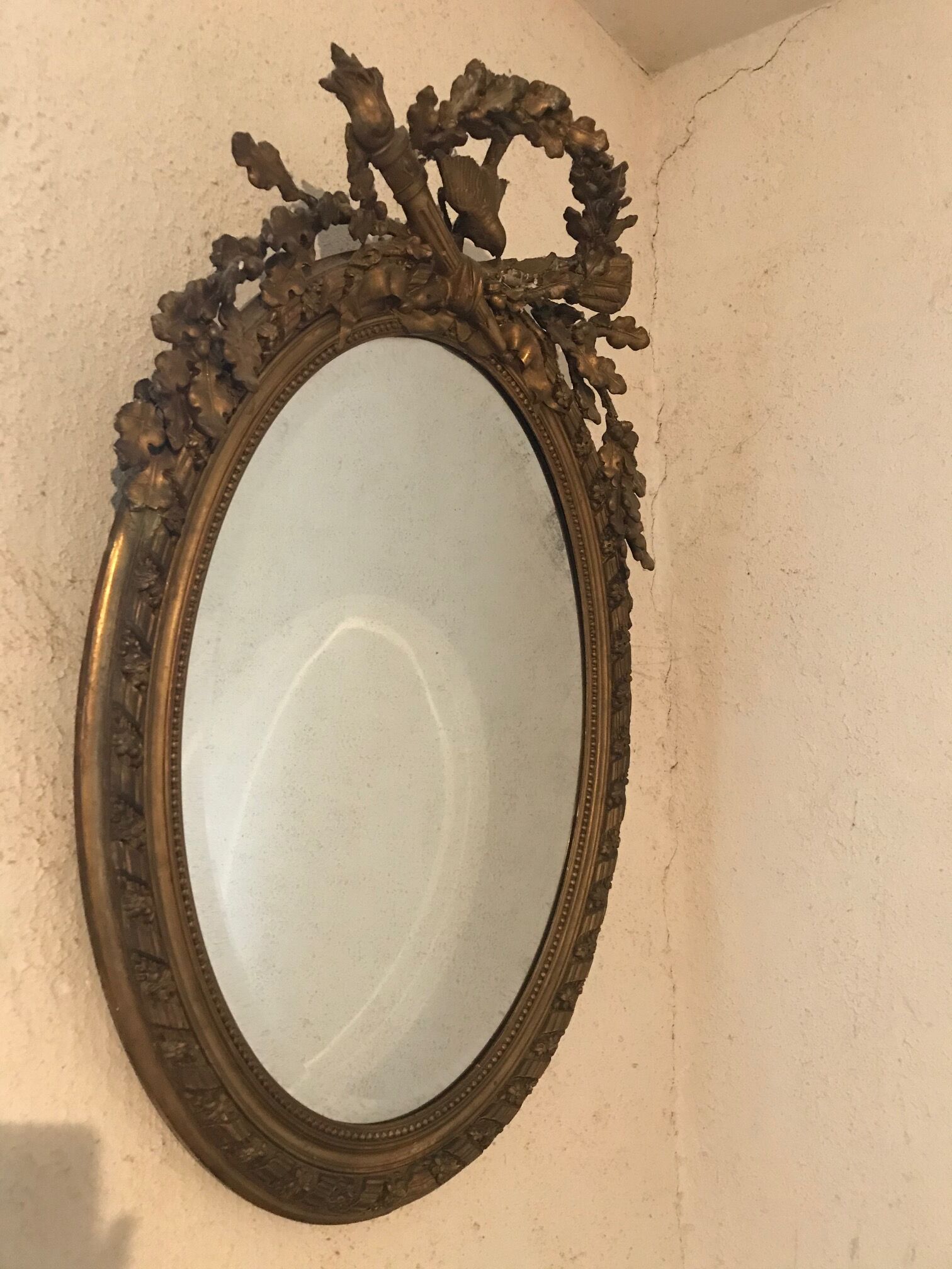 Old Oval Mirror Louis XVI Style